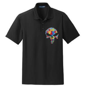 Skull Autism Awareness Tee Mom Dad Autism  Dry Zone Grid Polo