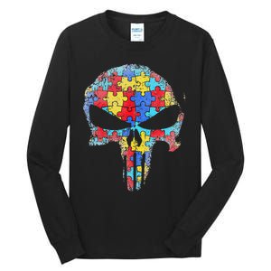 Skull Autism Awareness Tee Mom Dad Autism  Tall Long Sleeve T-Shirt