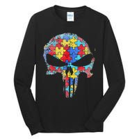 Skull Autism Awareness Tee Mom Dad Autism  Tall Long Sleeve T-Shirt