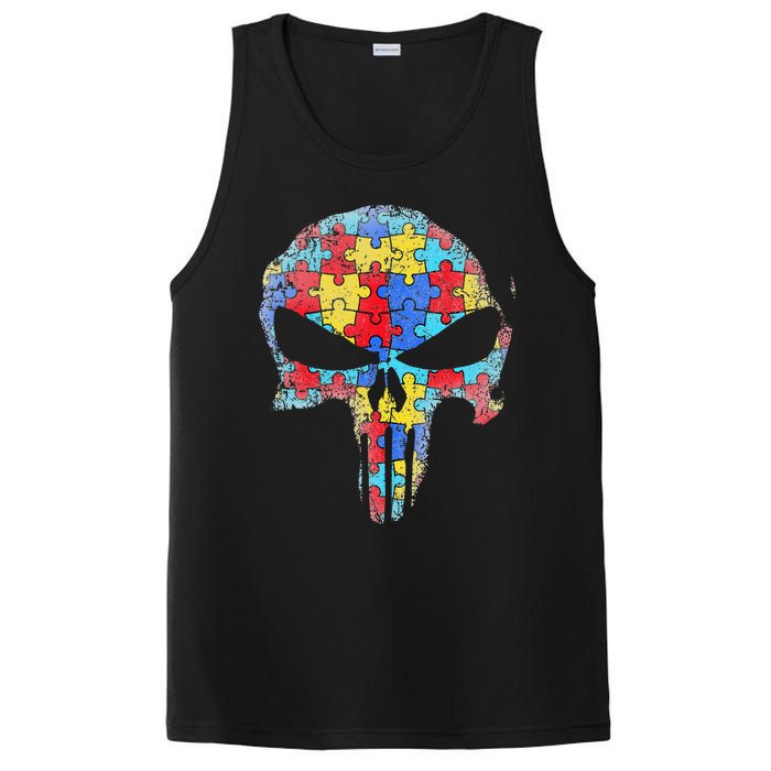 Skull Autism Awareness Tee Mom Dad Autism  PosiCharge Competitor Tank