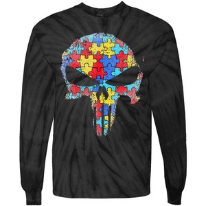 Skull Autism Awareness Tee Mom Dad Autism  Tie-Dye Long Sleeve Shirt