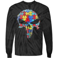 Skull Autism Awareness Tee Mom Dad Autism  Tie-Dye Long Sleeve Shirt