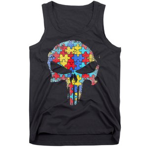 Skull Autism Awareness Tee Mom Dad Autism  Tank Top