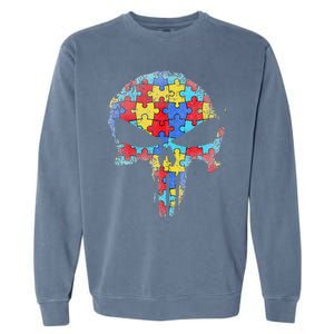 Skull Autism Awareness Tee Mom Dad Autism  Garment-Dyed Sweatshirt