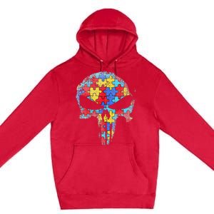 Skull Autism Awareness Tee Mom Dad Autism  Premium Pullover Hoodie