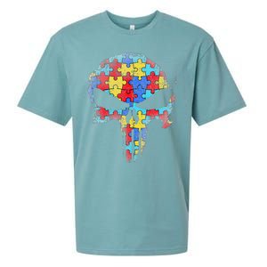 Skull Autism Awareness Tee Mom Dad Autism  Sueded Cloud Jersey T-Shirt