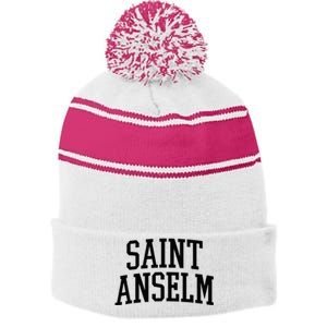 Saint Anselm Athletic Arch College University Alumni Stripe Pom Pom Beanie