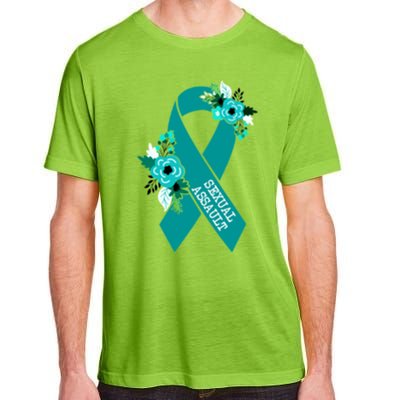 Sexual Assault Awareness Floral Teal Ribbon Awareness Gift Funny Gift Adult ChromaSoft Performance T-Shirt