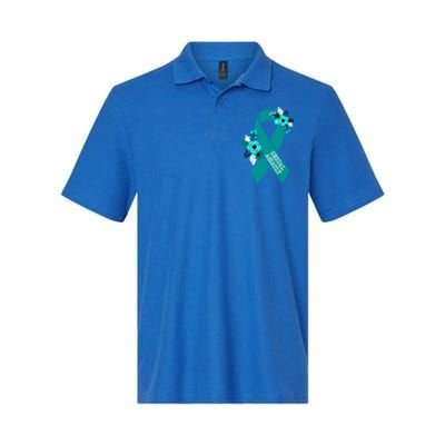 Sexual Assault Awareness Floral Teal Ribbon Awareness Gift Funny Gift Softstyle Adult Sport Polo