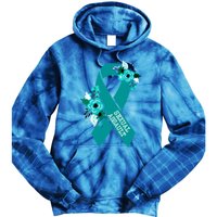 Sexual Assault Awareness Floral Teal Ribbon Awareness Gift Funny Gift Tie Dye Hoodie