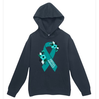 Sexual Assault Awareness Floral Teal Ribbon Awareness Gift Funny Gift Urban Pullover Hoodie