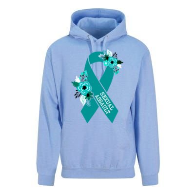 Sexual Assault Awareness Floral Teal Ribbon Awareness Gift Funny Gift Unisex Surf Hoodie