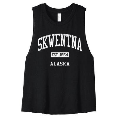 Skwentna Alaska Ak Js04 Vintage Athletic Sports Women's Racerback Cropped Tank