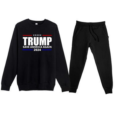 Save America Again Trump 2024 Political Premium Crewneck Sweatsuit Set