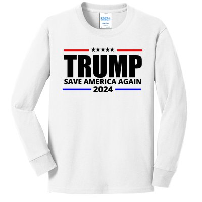 Save America Again Trump 2024 Political Kids Long Sleeve Shirt