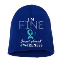 Sexual Assault Awareness Im Fine Cute Gift Short Acrylic Beanie