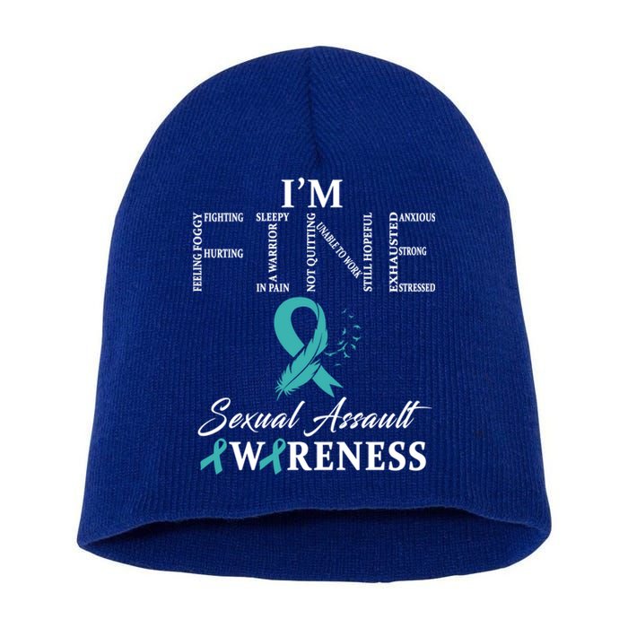 Sexual Assault Awareness Im Fine Cute Gift Short Acrylic Beanie