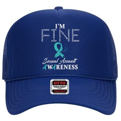 Sexual Assault Awareness Im Fine Cute Gift High Crown Mesh Back Trucker Hat