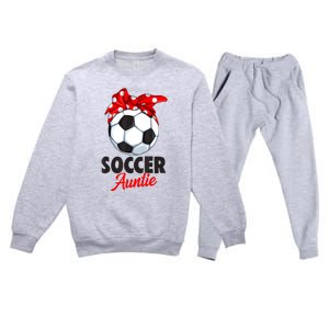 Soccer Auntie Aunt Women Premium Crewneck Sweatsuit Set