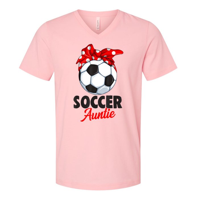 Soccer Auntie Aunt Women V-Neck T-Shirt