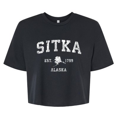 Sitka Alaska Ak Vintage Athletic Sports Bella+Canvas Jersey Crop Tee