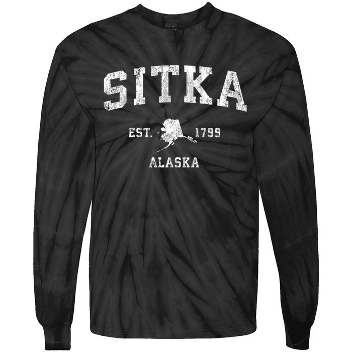 Sitka Alaska Ak Vintage Athletic Sports Tie-Dye Long Sleeve Shirt