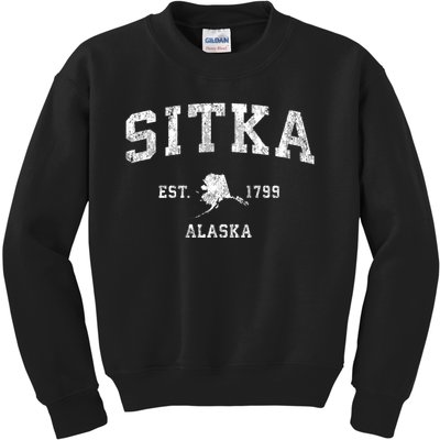 Sitka Alaska Ak Vintage Athletic Sports Kids Sweatshirt