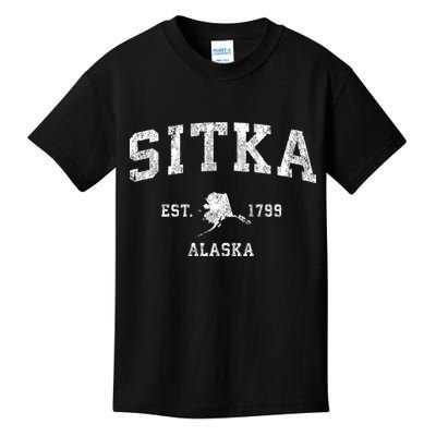 Sitka Alaska Ak Vintage Athletic Sports Kids T-Shirt