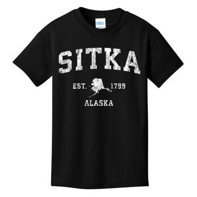 Sitka Alaska Ak Vintage Athletic Sports Kids T-Shirt