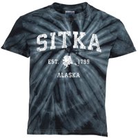 Sitka Alaska Ak Vintage Athletic Sports Kids Tie-Dye T-Shirt