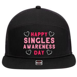 Singles Awareness Anti Valentines Day Gift Design Great Gift 7 Panel Mesh Trucker Snapback Hat