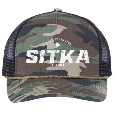 Sitka Alaska Ak Vintage Athletic Sports Retro Rope Trucker Hat Cap