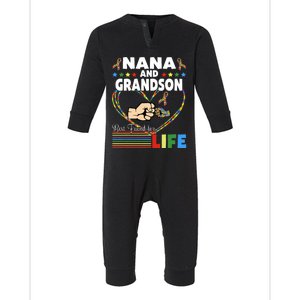 Supportive Autism Awareness Nana And Grandson Infant Fleece One Piece