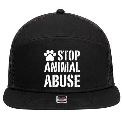 Stop Animal Abuse Stop Violence Against Animal 7 Panel Mesh Trucker Snapback Hat