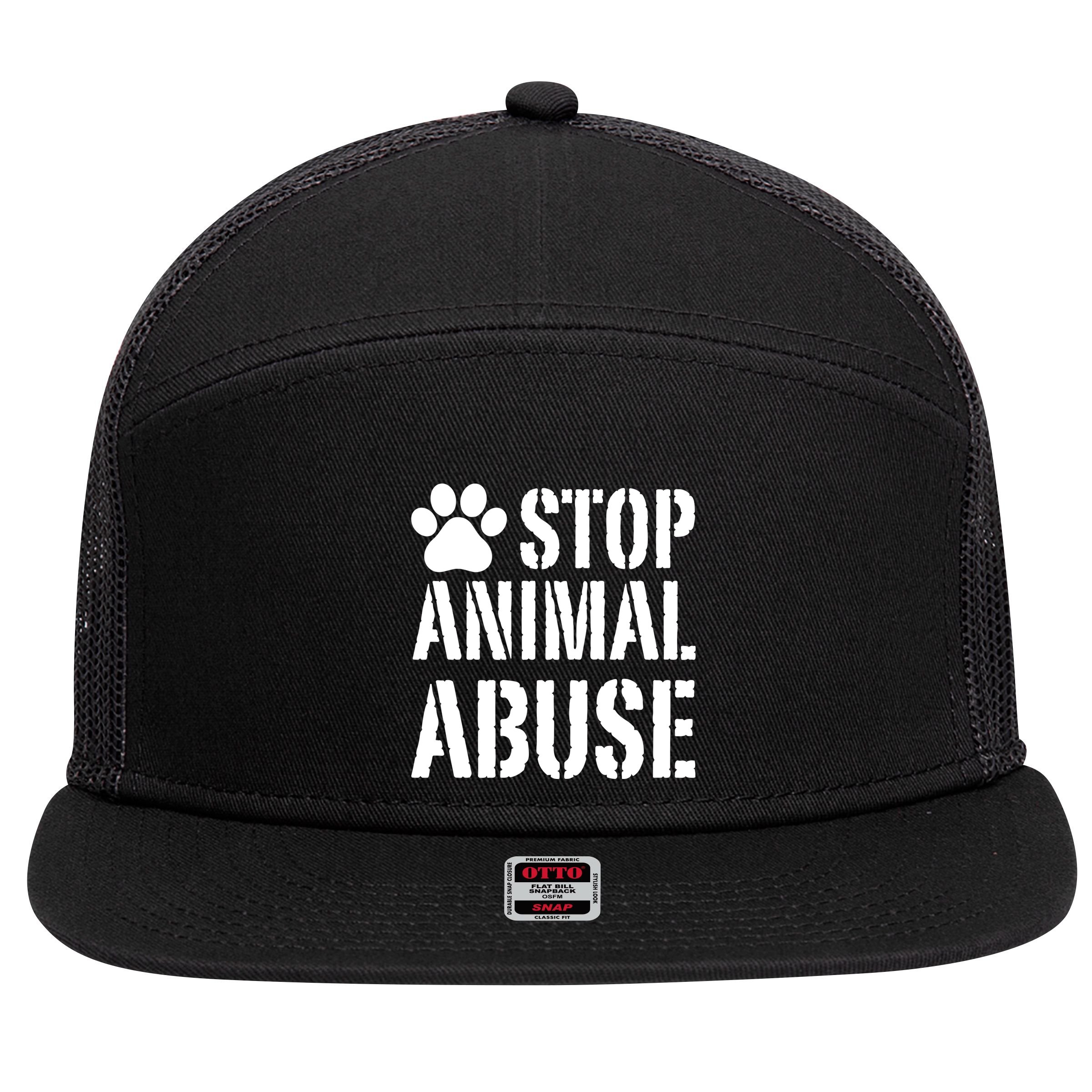Stop Animal Abuse Stop Violence Against Animal 7 Panel Mesh Trucker Snapback Hat