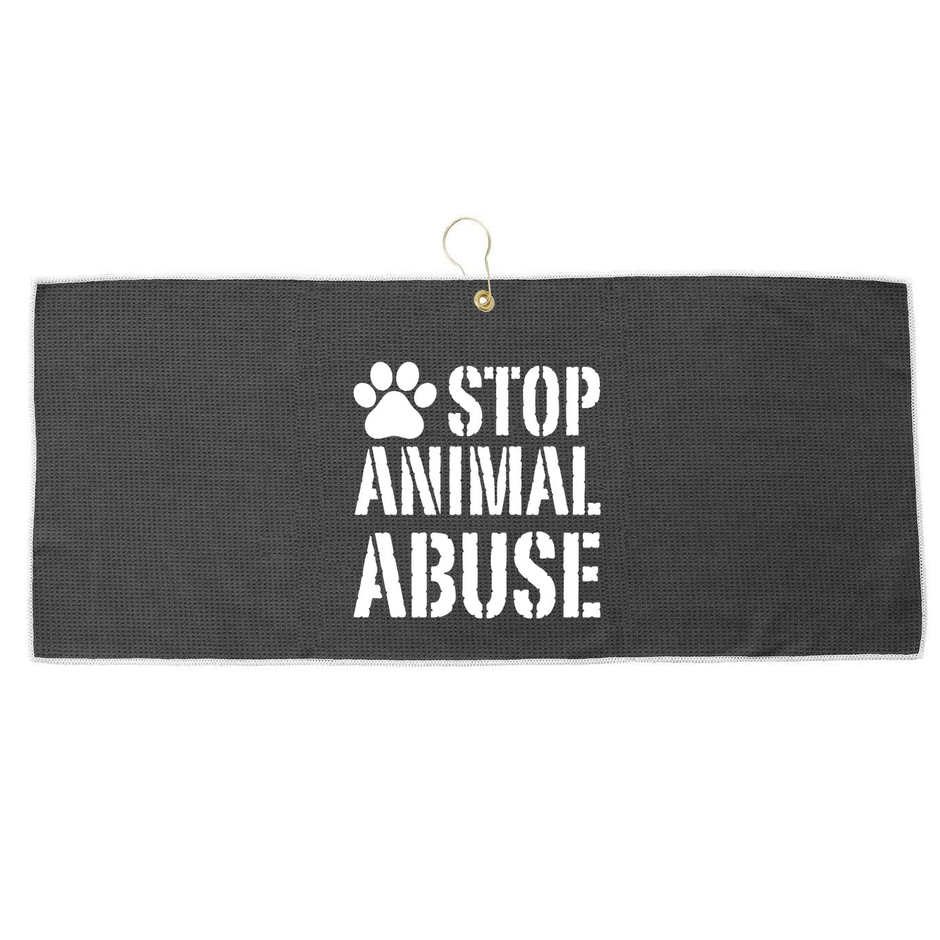 Stop Animal Abuse Stop Violence Against Animal Large Microfiber Waffle Golf Towel