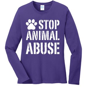 Stop Animal Abuse Stop Violence Against Animal Ladies Long Sleeve Shirt