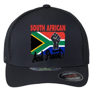 South African And Proud Love South Africa Flag Flexfit Unipanel Trucker Cap