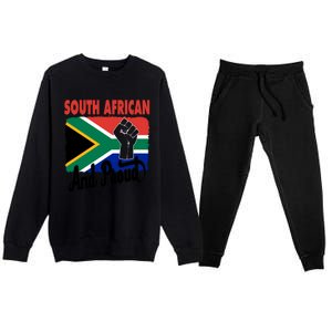 South African And Proud Love South Africa Flag Premium Crewneck Sweatsuit Set