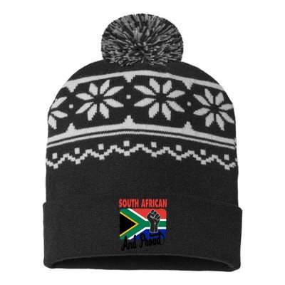 South African And Proud Love South Africa Flag USA-Made Snowflake Beanie