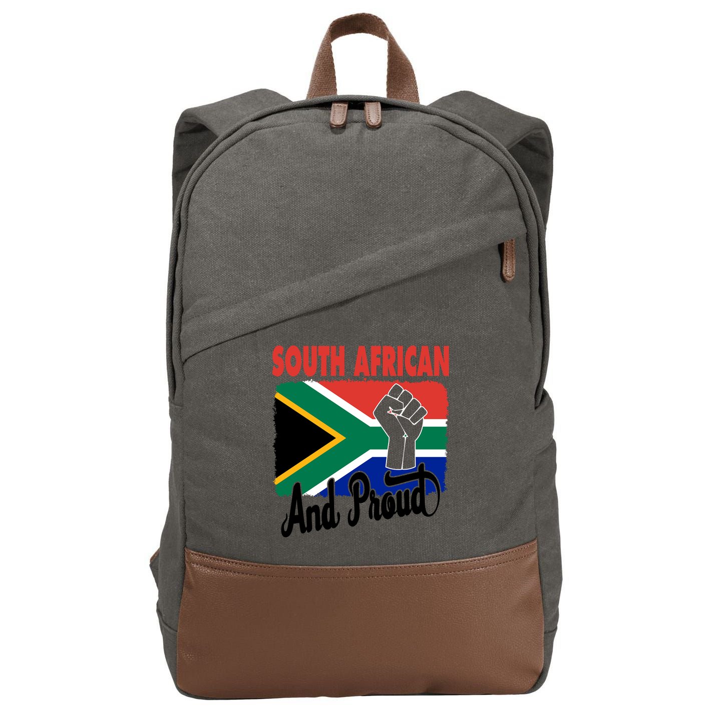 South African And Proud Love South Africa Flag Cotton Canvas Backpack