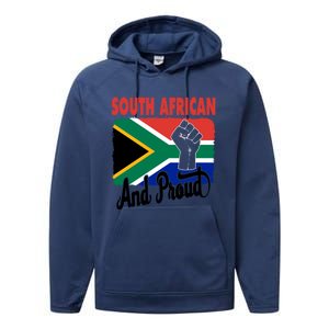 South African And Proud Love South Africa Flag Performance Fleece Hoodie