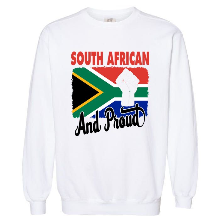 South African And Proud Love South Africa Flag Garment-Dyed Sweatshirt