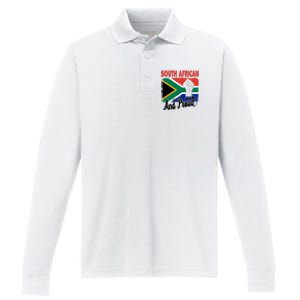 South African And Proud Love South Africa Flag Performance Long Sleeve Polo