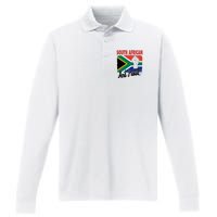 South African And Proud Love South Africa Flag Performance Long Sleeve Polo