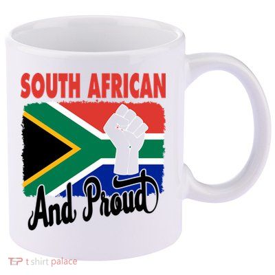 South African And Proud Love South Africa Flag 11oz C Handle Ceramic Mug