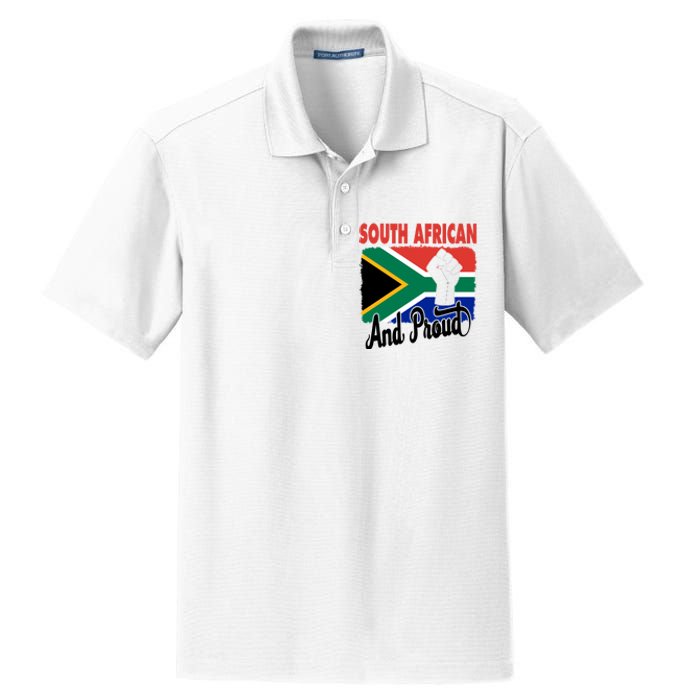 South African And Proud Love South Africa Flag Dry Zone Grid Polo