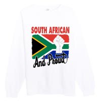 South African And Proud Love South Africa Flag Premium Crewneck Sweatshirt