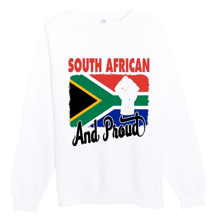 South African And Proud Love South Africa Flag Premium Crewneck Sweatshirt