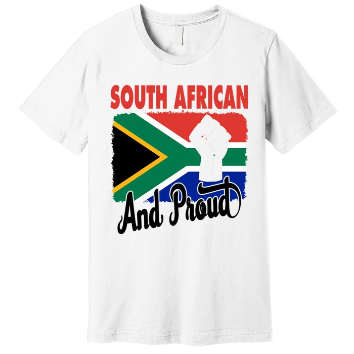 South African And Proud Love South Africa Flag Premium T-Shirt